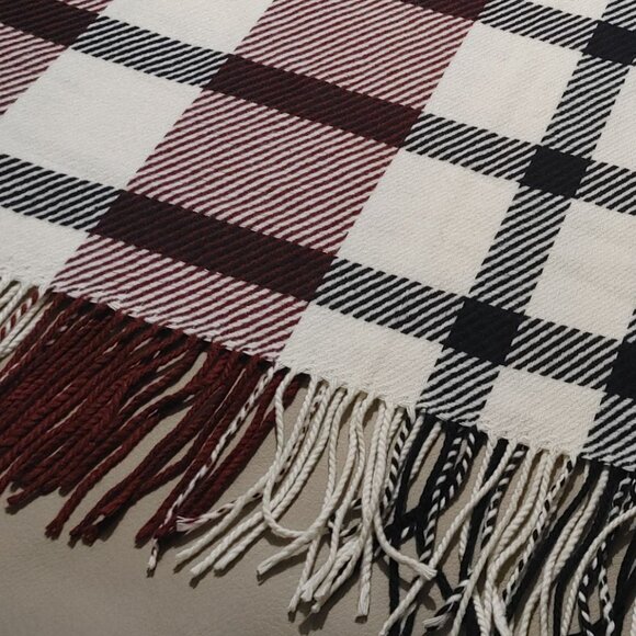 Plaid Scarf Large Wide Love Lore Oversized Fringe Detail Dual Toned Soft Wrap - Picture 5 of 8
